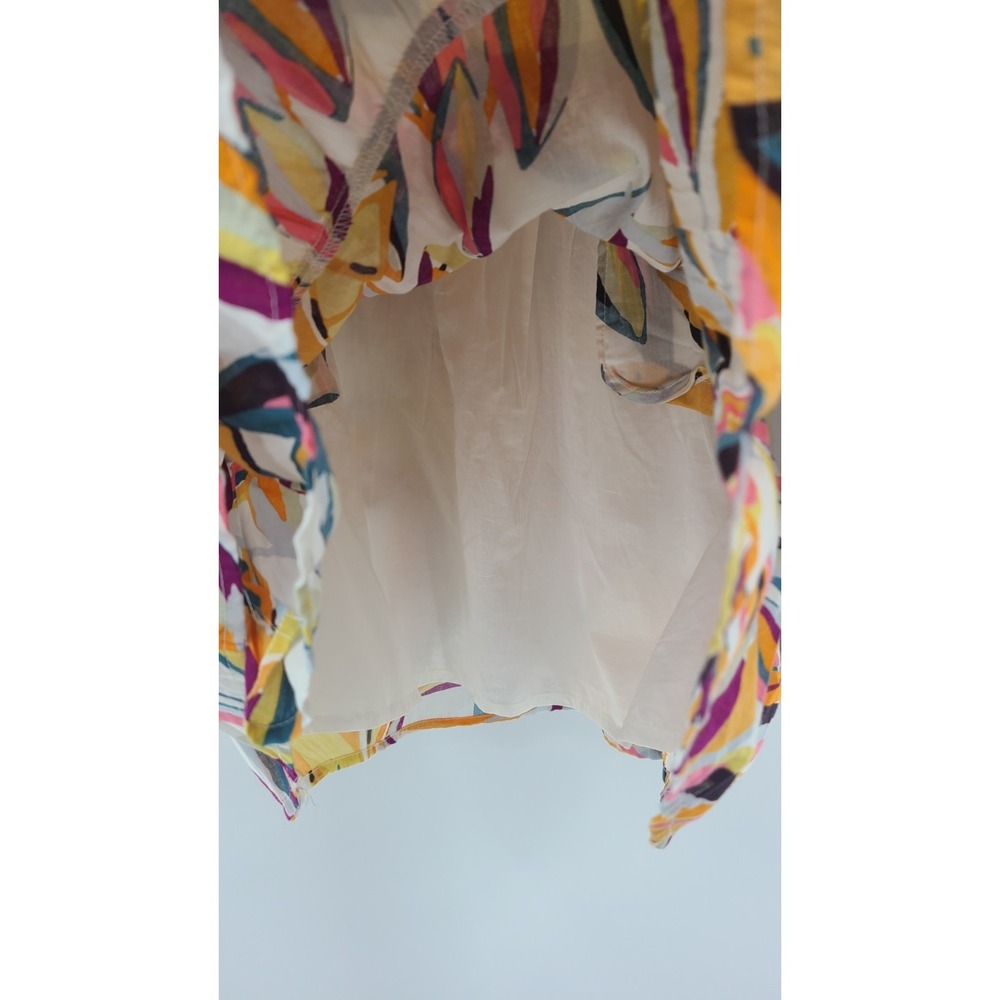 C&C California Embroidered Lemon Wrap Women Skirt‎ Large Mini Ruffle Cotton - Picture 4 of 11